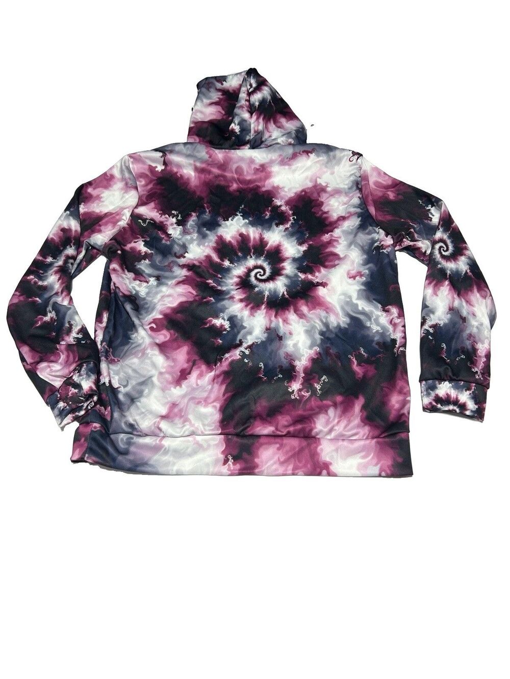 Women's Purple and Black Spiral Tie-Dye Hoodie Size Small Light Weight - Picture 5 of 6